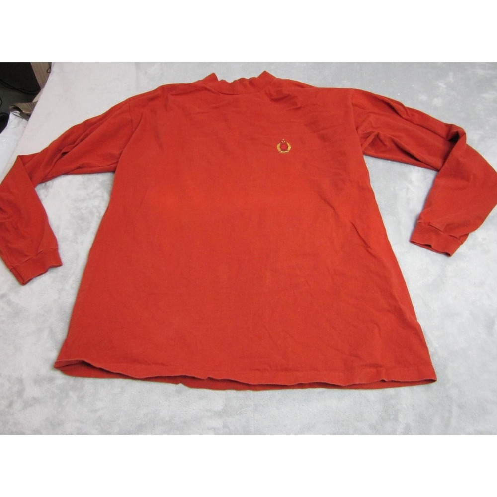 Vintage Bugle Boy Shirt Mens XL Red Mock Neck Long‎ Sleeve Logo Tee USA 90s